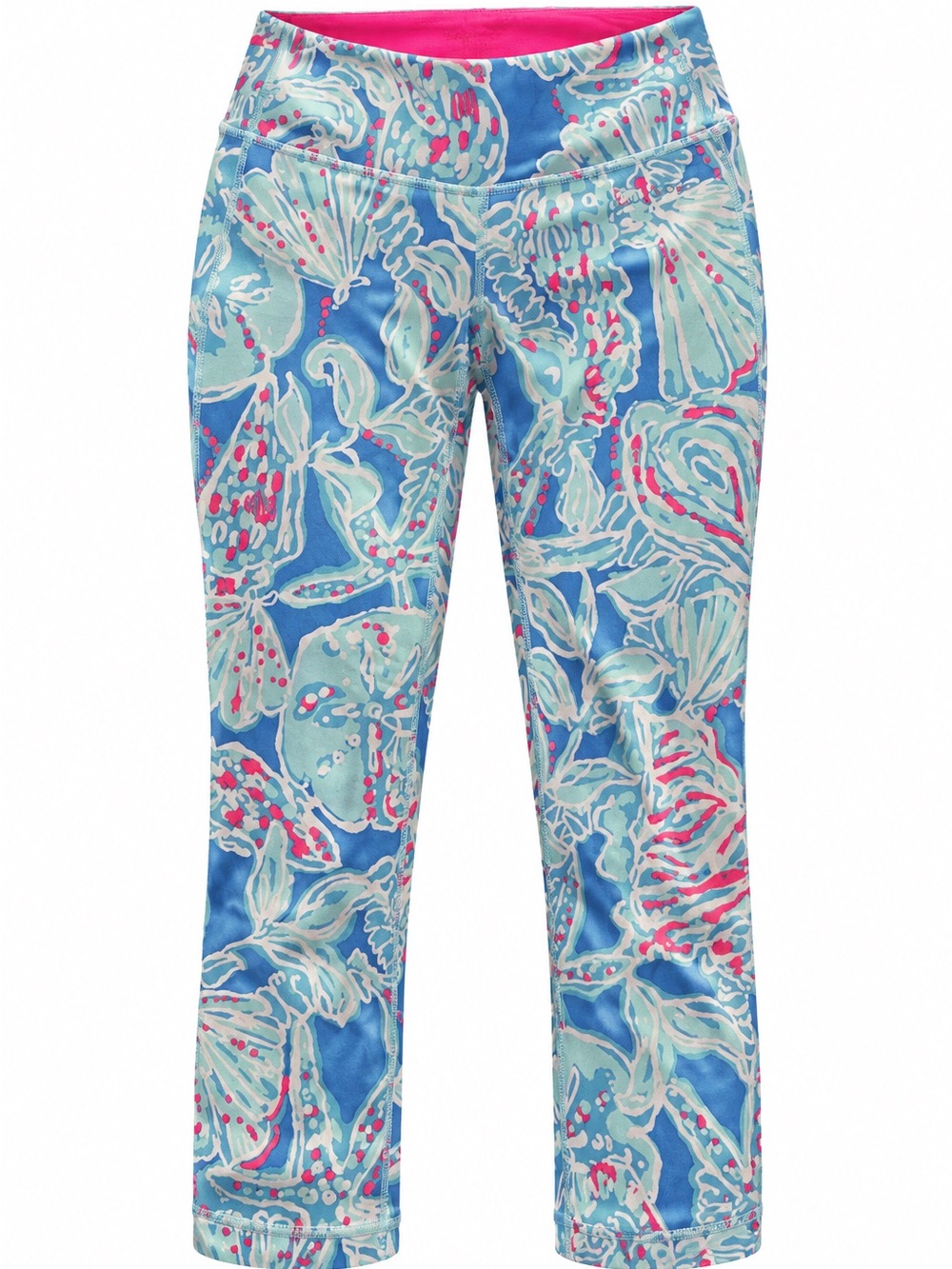 Lilly Pulitzer Blue & Pink Floral Capri Performance Pants